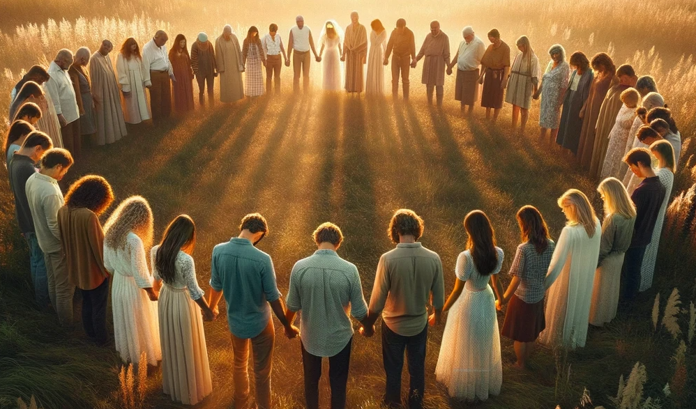 Picture of people praying, it may take time to load